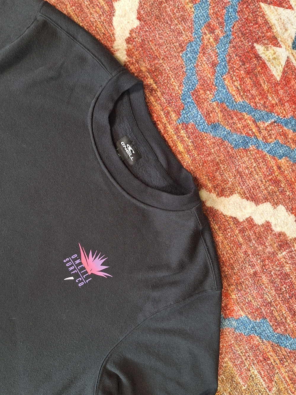 O'Neill Black Crewneck Sweatshirt with Pink Graphic
